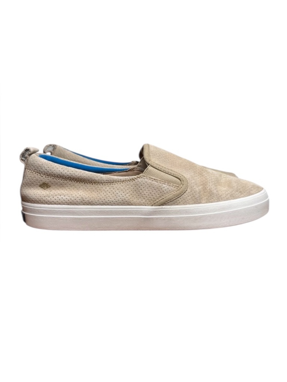 Sperry Plush Wave Women’s Tan Perforated Suede Slip-On Sneakers Shoes Size 9.5